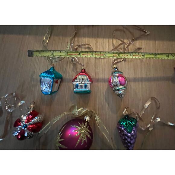 6 Vintage Hand Blown Glass Random Ornaments House Grape Light Etc - Picture 7 of 7